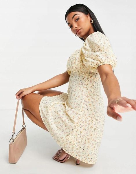 MISSGUIDED ŻÓŁTA MINI SUKIENKA WZÓR KWIATY MO7 NH2__XXL zdjęcie 2
