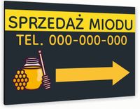 Tabliczka znak informacyjny 40x30 Antracyt SPRZEDAŻ MIODU Aluminiowa
