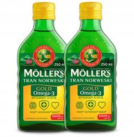 2x Möller's TRAN NORWESKI Gold cytrynowy 250ml wit. D3 2000 IU ODPORNOŚĆ