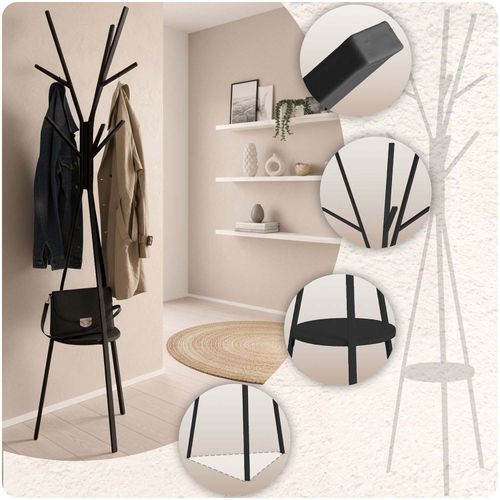 Wieszak na ubrania metalowy z półką stojący Massido MS-869 na Arena.pl