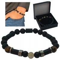 BRANSOLETKA MĘSKA TURMALIN TYGRYSIE OKO CYTRYN LAWA BOGACTWO SIŁA OCHRONA