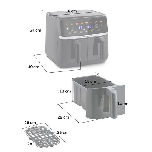 Duża frytkownica beztłuszczowa 10,2l Air fryer XL dwukomorowa Berdsen 1700W BD-657 czarna na Arena.pl