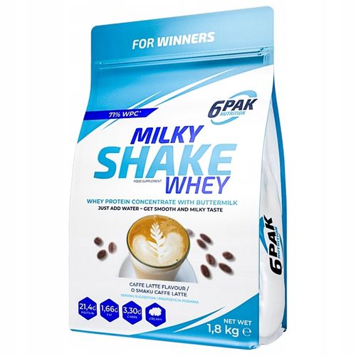 6PAK NUTRITION MILKY SHAKE WHEY 1800 G BIAŁKO WPC CAFFE LATTE na Arena.pl
