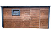 Schowek Domek Ogrodowy 4,5x2m okno Drewnopodobny Rynny Dach spad w przód