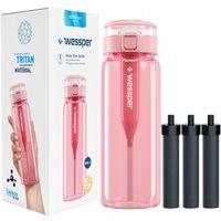 Butelka filtrująca Wessper ActiveMax Clarti 0,68l Tritan różowa + 3x Filtr