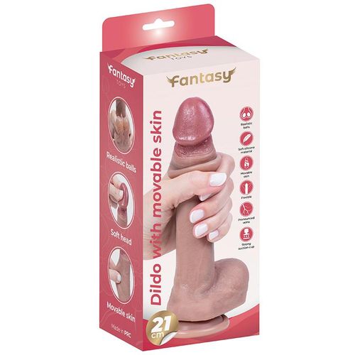 Silicone Dildo With Foreskin And Realistic Testicles 21 Cm na Arena.pl