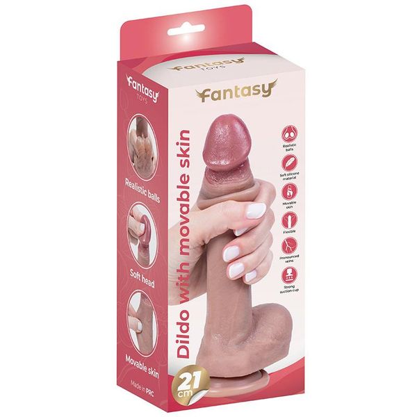 Silicone Dildo With Foreskin And Realistic Testicles 21 Cm zdjęcie 10
