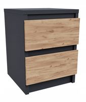 Szafka nocna 2 szuflady komoda stolik nocny Antracyt + Craft