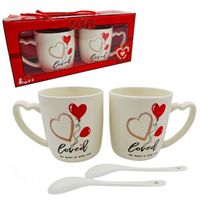 zestaw kubków walentynkowych - zestaw 2 szt w pudełku z łyżeczkami 300 ml