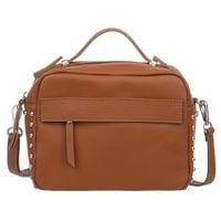 VERA PELLE torebka skórzana kuferek listonoszka z paskiem V167 camel