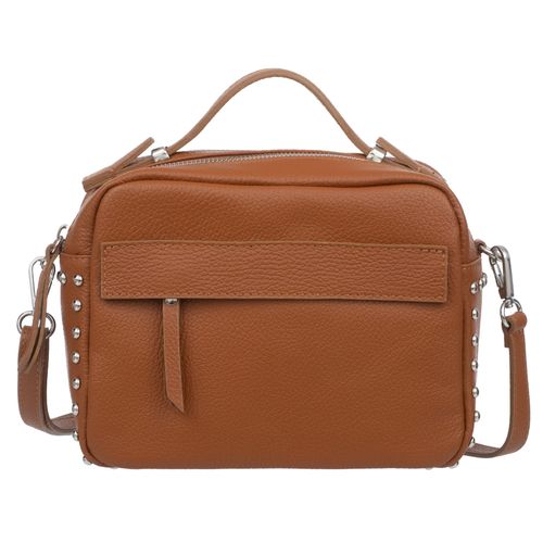 VERA PELLE torebka skórzana kuferek listonoszka z paskiem V167 camel na Arena.pl