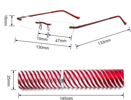 Okulary do czytania KoKoBin bezramkowe kieszonkowe +3.0D czerwone 1 szt. na Arena.pl