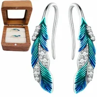 Kolczyki srebrne damskie wiszące + pudełko z orzecha włoskiego na prezent