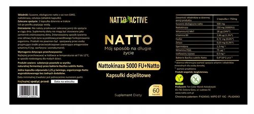 Natto Active Nattokinaza 250 mg 5000 FU witamina K2 MK7 – 60 kapsułek na Arena.pl