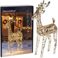 Renifer ŚWIĘCĄCY złoty zewnętrzny ogrodowy figurka świąteczna 200 LED 80 cm