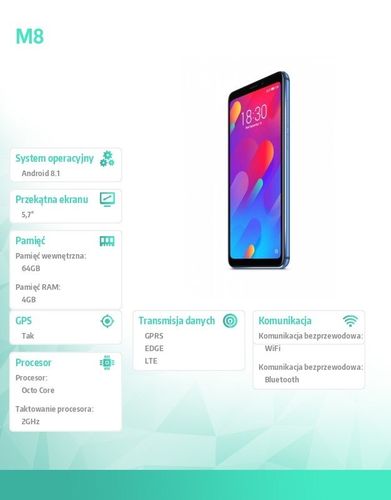 Smartfon M8 64GB niebieski na Arena.pl