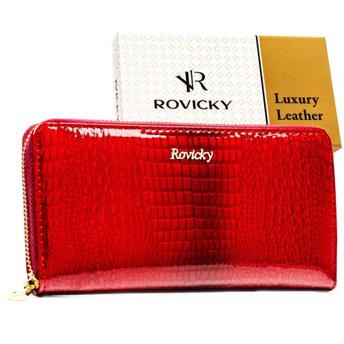 lakierowany portfel w typie piórnika ze skóry naturalnej w czerwonym na Arena.pl