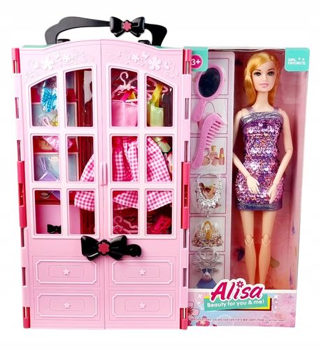 Szafa dla Lalek Garderoba dla Lalek Domek dla Lalek Akcesoria Lalka Różowa na Arena.pl