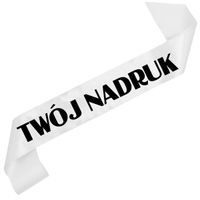 Szarfa biała  z Twoim nadrukiem w kolorze czarnym