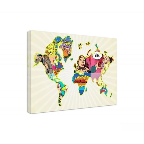 Obraz na płótnie - Canvas, Mapa Świata Pop-art 80x60 na Arena.pl