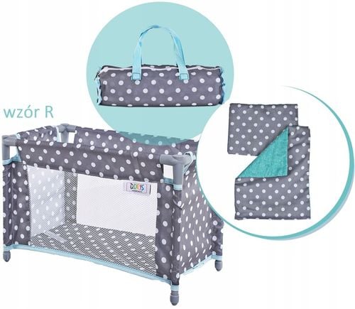 Łóżeczko dla lalek turystyczne kojec + TORBA POŚĆIEL ZESTAW 52 cm Doris na Arena.pl