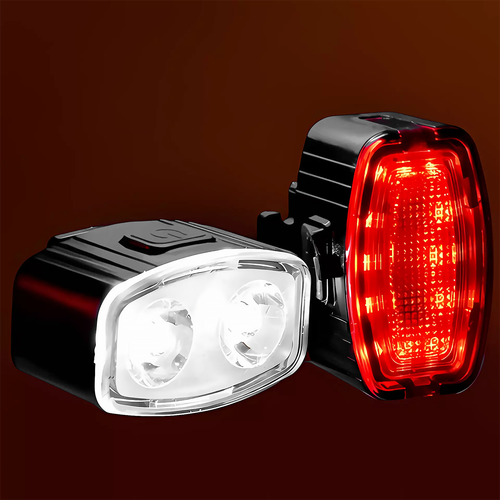 LAMPKA LAMPKI ROWEROWE OŚWIETLENIE LED PRZÓD + TYŁ AKUMULATOROWE NA USB na Arena.pl