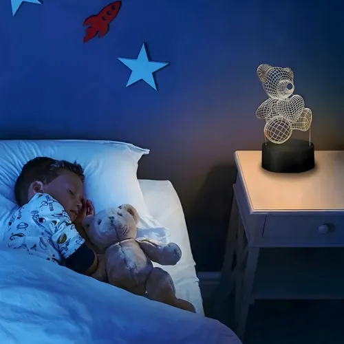 Lampka Nocna Prezent Miś 3D Illusion do Sypialni dla Dzieci Biurkowa USB na Arena.pl