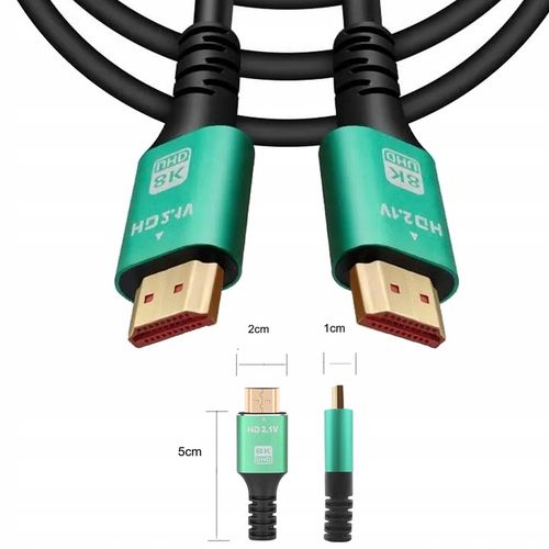 Kabel HDMI - HDMI 2.1 V PREMIUM 8K 4K 144Hz Mocny Przewód Projektor 2m na Arena.pl