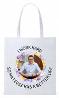 Mateusz Morawiecki Pis Torba Eco Biała Shopper Z Nadrukiem Ze Zdjęciem