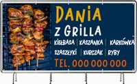 BANER REKLAMOWY 130x80cm PROJEKT GRATIS oczkowany DANIA Z GRILLA