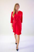 Elegancka sukienka z paskiem Czerwona 42