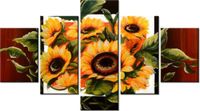 75CM 120 OBRAZ 5 ELEM BUJNE SŁONECZNIKI ŚCIENNY DRUK