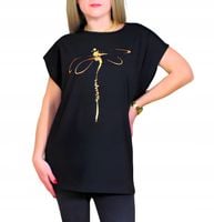 BLUZKA KOSZULKA T-SHIRT ŁANDY NADRUK ZŁOTY WAŻKA BAWEŁNA 2XL, XXL 44