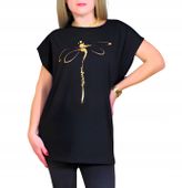 BLUZKA KOSZULKA T-SHIRT ŁANDY NADRUK ZŁOTY WAŻKA BAWEŁNA 2XL, XXL 44