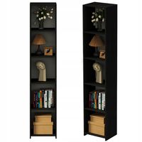 Regał stojący na książki czarny półki wysoki nowoczesny słupek szafa 190 cm