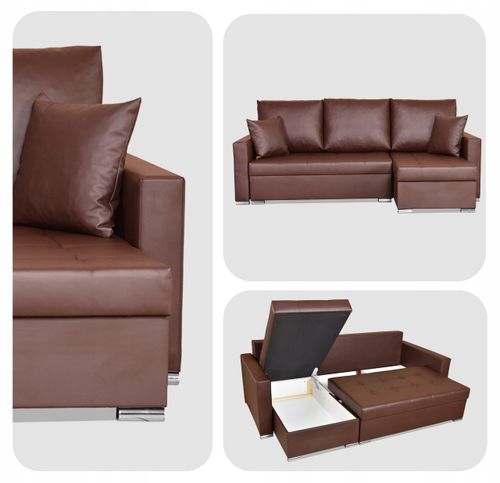 Narożnik rozkładany z funkcją spania ekoskóra Varius rogówka Family Meble na Arena.pl