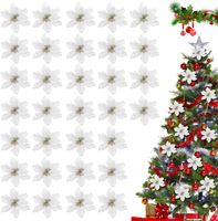 KOUHA Zestaw Sztucznych Kwiatów Dekoracja na Choinkę 32 sztuki Srebrne