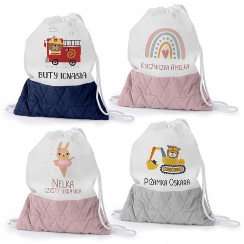 WOREK DO PRZEDSZKOLA ŻŁOBKA PLECAK DLA DZIECKA Z PĘTELKĄ NA BUTY + IMIĘ na Arena.pl