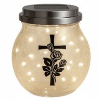ZNICZ SOLARNY LED LAMPION NA GRÓB STATUETKA NA CMENTARZ RÓŻA KRZYŻ NAGROBNY