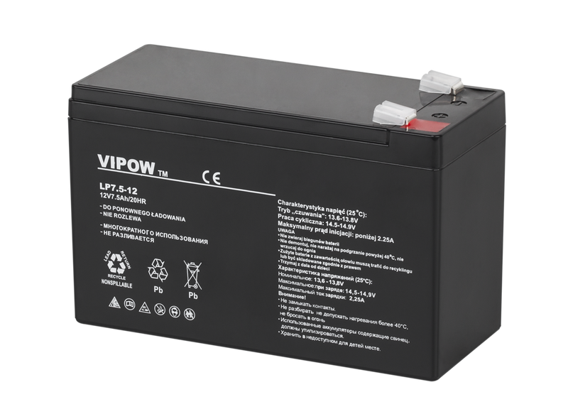 BAT0214 Akumulator zelowy VIPOW 12V 7.5Ah zdjęcie 1