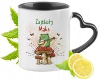 Dla Maksa Kubek Czarny Z Uszkiem W Kształcie Serca Na Prezent Z Nadrukiem