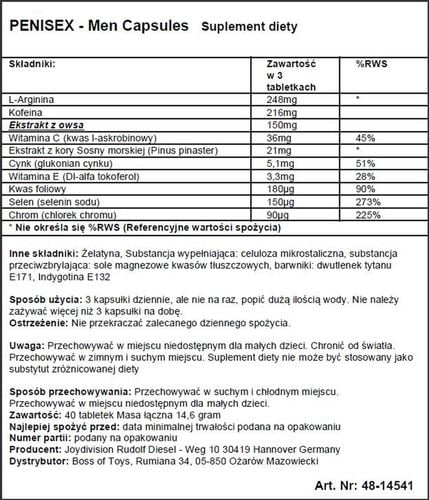 supl.diety-penisex - men capsules, 40 capsules na Arena.pl