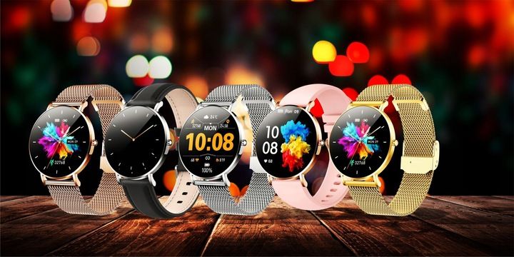 Smartwatch Zegarek Damski Złoty Manta Alexa LUX GOLD 2 Paski menu PL zdjęcie 5