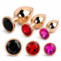 Korki analne z kolorywymi kryształami zestaw Jewellery Red Gold Plug Set 3