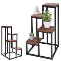 Kwietnik stojący metalowy piętrowy stojak na 4 kwiaty regał dąb antyczny