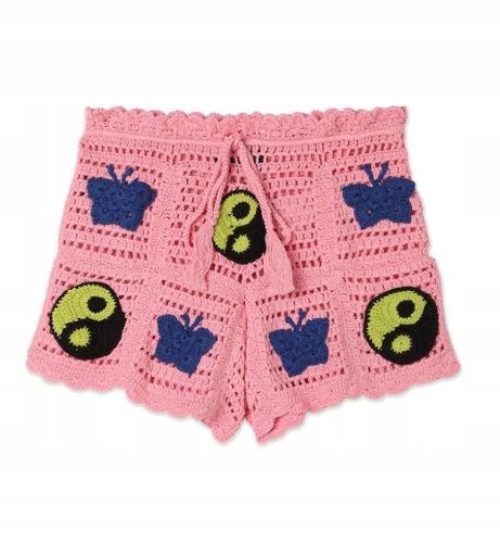 DZIEWCZYNY Szydełkowe szorty damskie RÓŻOWY r.34 na Arena.pl