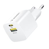 ładowarka sieciowa gan qc3.0 usb-a usb-c pd 33w biała