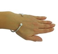 Srebrna Sztywna Męska Bransoletka z Kulkami !