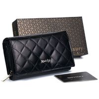 elegancki portfel z pikowanej skóry naturalnej - rovicky