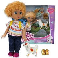 LALKA PODRÓŻNICZKA Z PIESKIEM 3+ AKCESORIA LORNETKA PLECAK